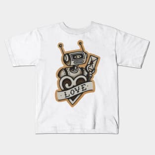 Vintage style tattoo design of retro robot. Kids T-Shirt